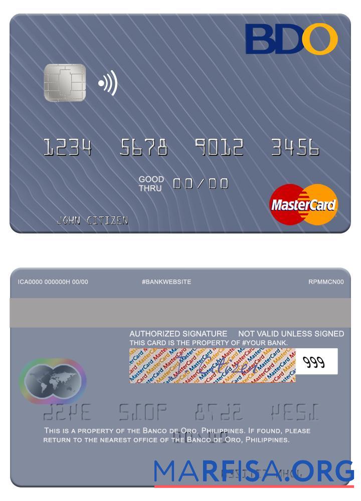 Realistic Philippines Banco de Oro mastercard real example